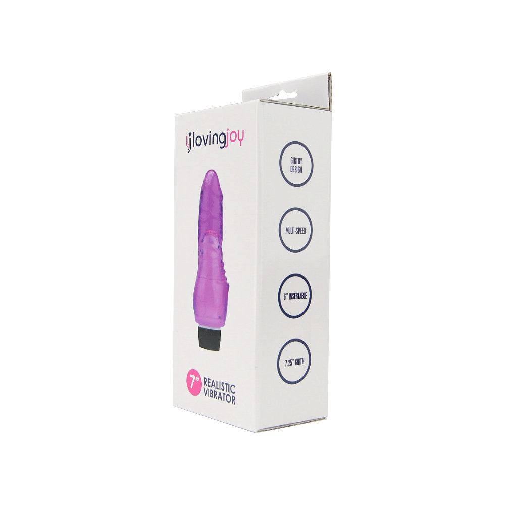 Loving Joy 7 Inch Realistic Vibrator Purple – Vibratore Realistico Viola da 18 cm con Vibrazioni Multispeed - Luxintime