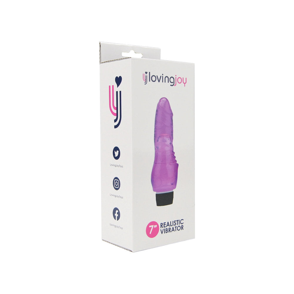 Loving Joy 7 Inch Realistic Vibrator Purple – Vibratore Realistico Viola da 18 cm con Vibrazioni Multispeed - Luxintime