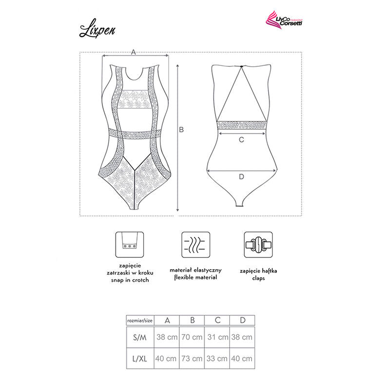 LIVCO CORSETTI FASHION - LIXPEN LC 90612 BODY BLACK L/XL LIVCO CORSETTI BODIES