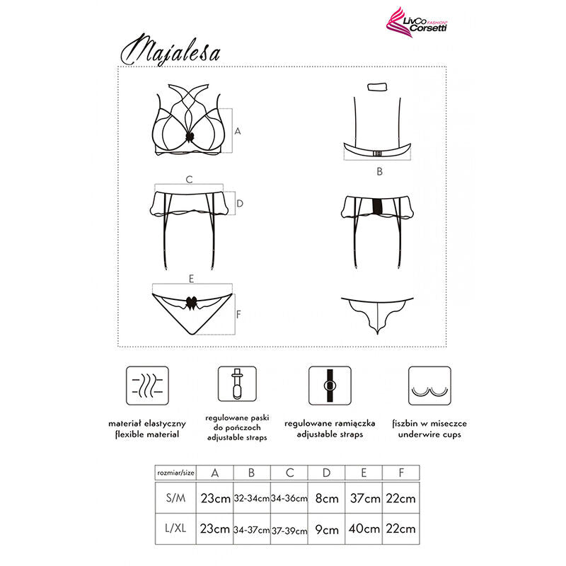 LIVCO CORSETTI FASHION - MAJALESA LC 90526 BRA + GARTER BELT + PANTY BLACK LIVCO CORSETTI SETS