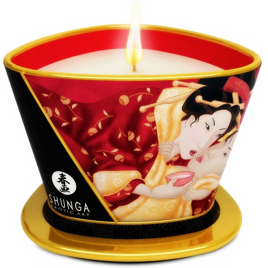 SHUNGA - MINI CARESS BY CANDELIGHT STRAWBERRIES AND CAVA MASSAGE CANDLE 170 ML SHUNGA CANDLES