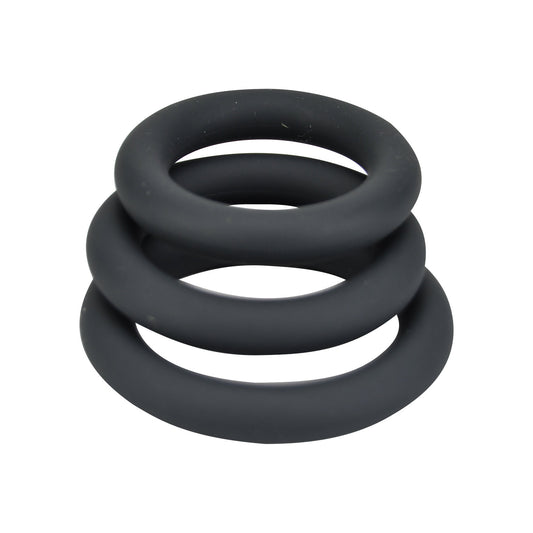 Loving Joy Thick Silicone Cock Rings (3 Pack) Grey – Anelli Fallici in Silicone - Luxintime