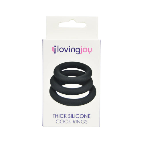Loving Joy Thick Silicone Cock Rings (3 Pack) Grey – Anelli Fallici in Silicone - Luxintime