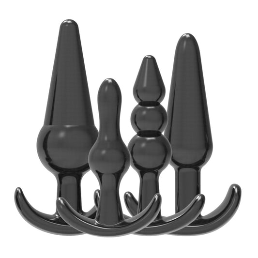 Loving Joy Butt Plug Training Kit Black – Set 4 Plug Anali per Principianti - Luxintime
