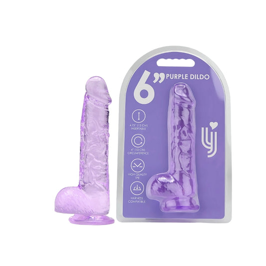 Loving Joy Dildo Realistico 16,5 cm con Palle e Ventosa – Viola - Luxintime