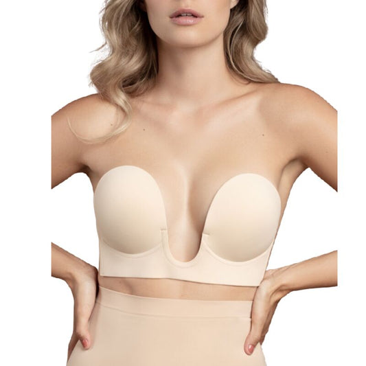 BYE-BRA - SOSTÉN SIN TIRANTES FORMA U BEIGE COPA E