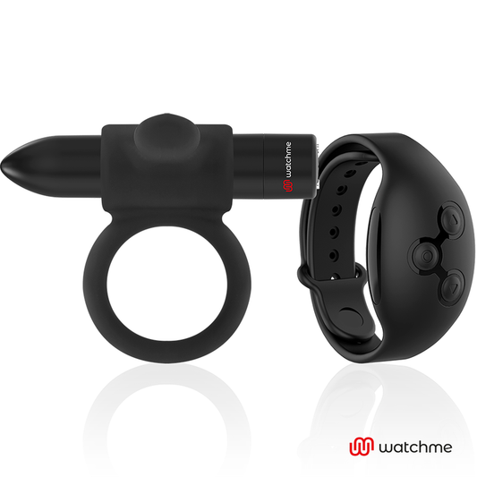 NEGRO Y PLATA - ANILLO DE PENE A CONTROL REMOTO CAMERON WATCHME