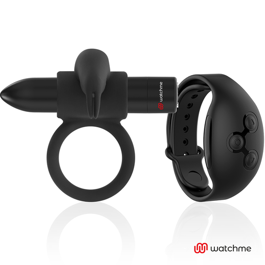 NEGRO Y PLATA - ANILLO PARA EL PENE CON CONTROL REMOTO BURTON WATCHME