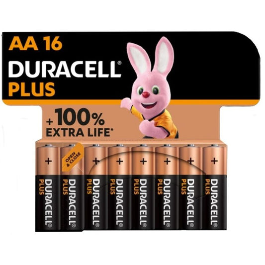DURACELL - PLUS POWER 100 BATTERIA ALCALINA AA LR6 16 PEZZI