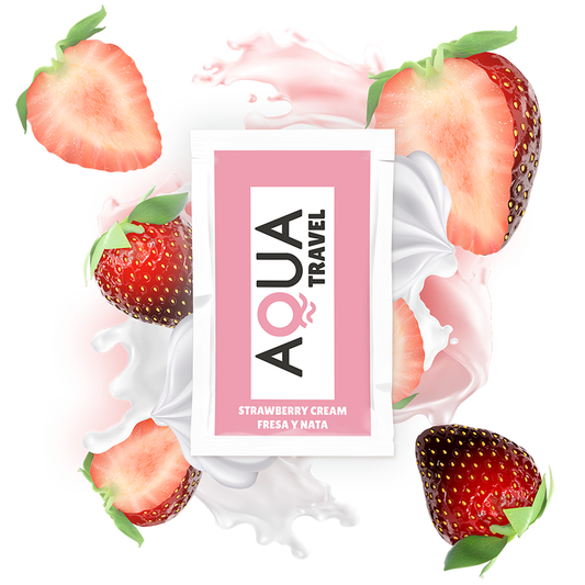AQUA TRAVEL - LUBRICANTE ÍNTIMO CON BASE DE AGUA SABOR FRESA Y NATA 6 ML