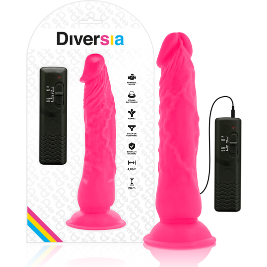 DIVERSIA - DILDO VIBRANTE FLESSIBILE ROSA 21 CM -Ø- 4.9 CM