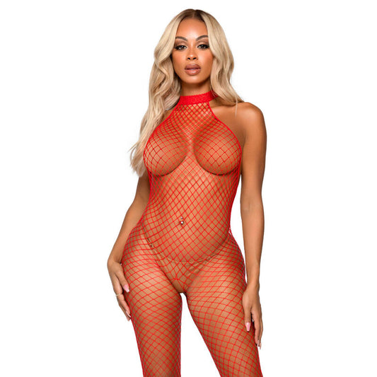 LEG AVENUE - BODYSTOCKING LE FRIVOLE - CON SCOLLO ALL'AMERICANA TAGLIA UNICA ROSSO