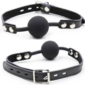 OHMAMA FETISH - SILICONE BALL GAG WITH LEATHER BELT (PADLOCK INCLUDED)