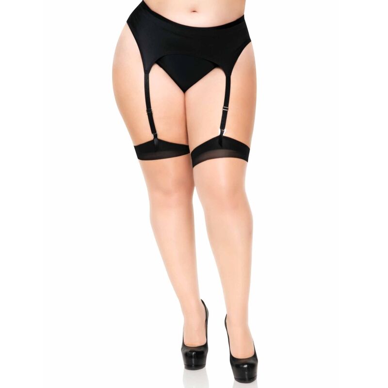 LEG AVENUE - PLUS LYCRA SHEER 2 TONE THIGH HIGH WITH BACKSEAM AND CUBAN HEEL LEG AVENUE HOSIERY