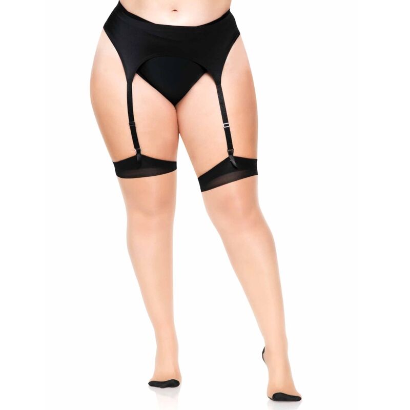 LEG AVENUE - PLUS LYCRA SHEER 2 TONE THIGH HIGH WITH BACKSEAM AND CUBAN HEEL LEG AVENUE HOSIERY