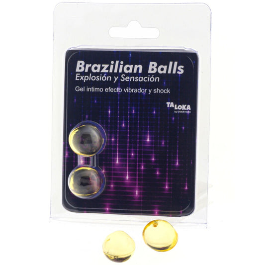 TALOKA - 2 BOLAS BRASILEÑAS VIBRADORAS Y CON EFECTO DE CHOQUE GEL EXCITANTE