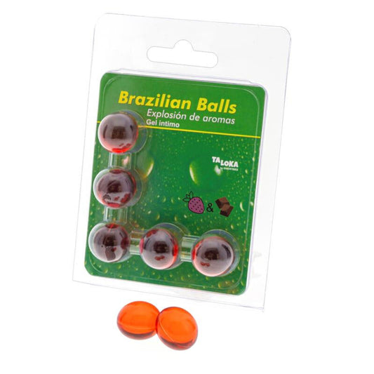 TALOKA - 5 BOLAS BRASILEÑAS GEL ÍNTIMO DE FRESA Y CHOCOLATE
