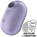 SATISFYER - PRO TO GO 2 ESTIMULADOR Y VIBRADOR DE DOBLE IMPULSO DE AIRE VIOLETA