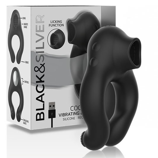 BLACK&SILVER - ANELLO VIBRANTE IN SILICONE 3 MOTORI RICARICABILE NERO