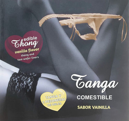 HOTFLOWERS - TANGA DE OBLEA Y 2 ALMOHADILLAS PARA PEZONES SABOR A VAINILLA /es/pt/en/fr/it/