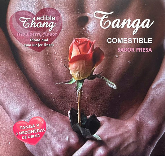 HOTFLOWERS - TANGA MASCULINA + 2 OBLEAS DE FRESA PARA PEZONES /es/pt/en/fr/it/