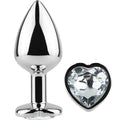 SECRETPLAY - TAPÓN ANAL METÁLICO CORAZÓN DE CRISTAL TRANSPARENTE TAMAÑO PEQUEÑO 7 CM