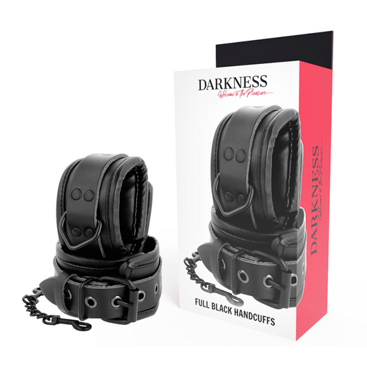 DARKNESS - MANETTE REGOLABILI IN PELLE NERA A MANI