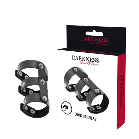 DARKNESS - ANELLO DOPPIO REGOLABILE IN PELLE PER PENE E TESTICOLI