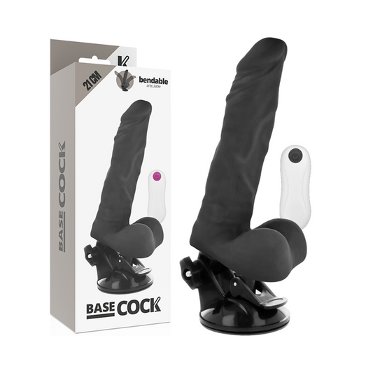 BASECOCK - VIBRATORE ARTICOLATO CON TELECOMANDO NERO 21 CM -O- 5 CM