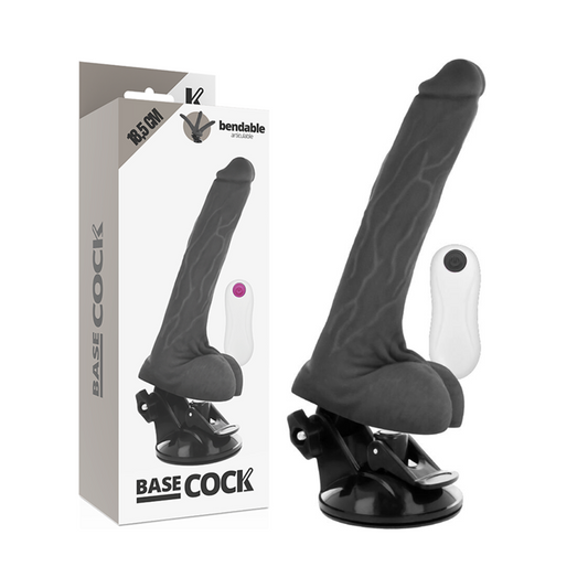 BASECOCK - NERO REALISTICO SNODABILE TELECOMANDATO 18,5 CM -O- 4 CM