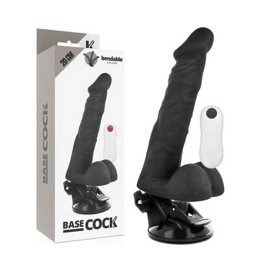 BASECOCK - NERO REALISTICO ARTICOLABILE TELECOMANDATO 20 CM -Ø- 4,5 CM