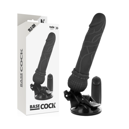BASECOCK - VIBRATORE REALISTICO TELECOMANDATO NERO 19,5 CM -O- 4 CM