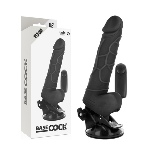 BASECOCK - VIBRATORE REALISTICO TELECOMANDATO NERO 18.5 CM -Ø- 4CM