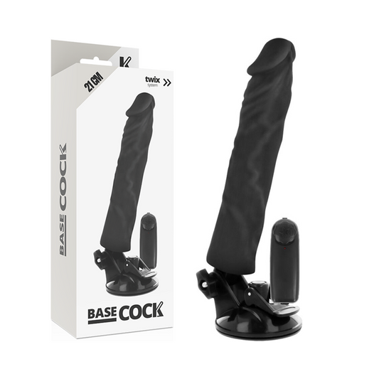BASECOCK - VIBRATORE REALISTICO TELECOMANDATO NERO 21 CM -Ø- 4 CM