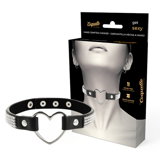 DESIDERIO CHIC COQUETTE - COLLANA GIROCOLLO IN PELLE VEGAN CON CUORE