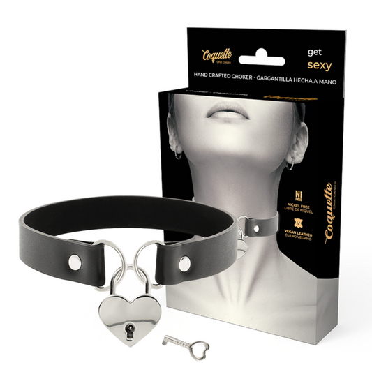 DESIDERIO CHIC COQUETTE - COLLANA IN PELLE VEGAN CON ACCESSORIO A CUORE CON CHIAVE