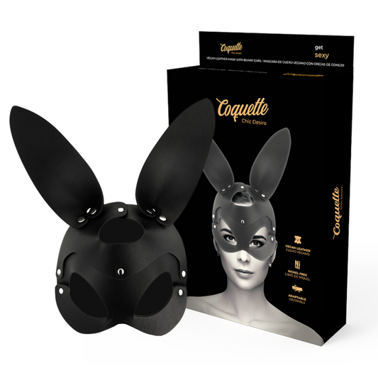 DESEO CHIC COQUETTE - MÁSCARA DE CUERO VEGANO CON OREJAS DE CONEJO