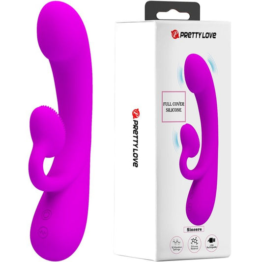 PRETTY LOVE - VIBRATORE E SUCCHIATORE CLITORIDEO IN SINCERO SILICONE VIOLA