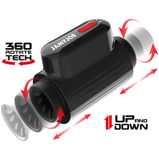 JAMYJOB - MASTURBADOR CON TECNOLOGÍA VORTEX THRUSTING Y ROTACIÓN 360 EN MODO TURBO