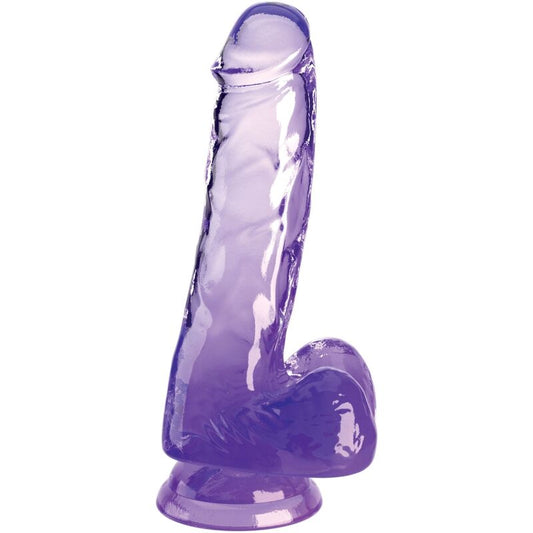 KING COCK - REALISTICO PENE TRASPARENTE CON TESTICOLI 13,5 CM VIOLA