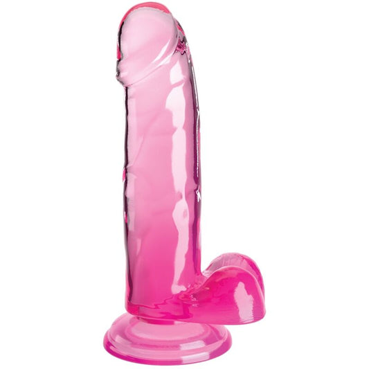 KING COCK - PENE REALISTICO TRASPARENTE CON TESTICOLI 15,2 CM ROSA