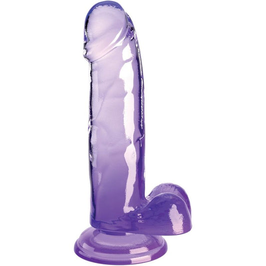 KING COCK - PENE REALISTICO TRASPARENTE CON TESTICOLI 15,2 CM VIOLA