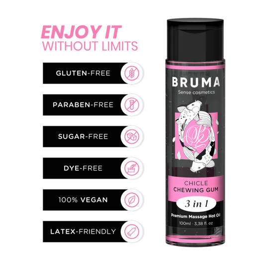 BRUMA - ACEITE CALIENTE DE MASAJE PREMIUM CHICLE 3 EN 1 - 100 ML