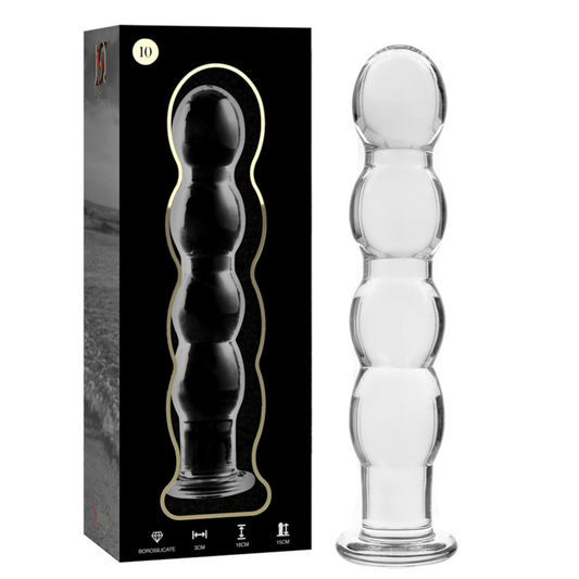 SERIE NEBULA DE IBIZA - MODELO 10 DILDO CRISTAL DE BOROSILICATO TRANSPARENTE 16.5 CM -O- 3.5 CM