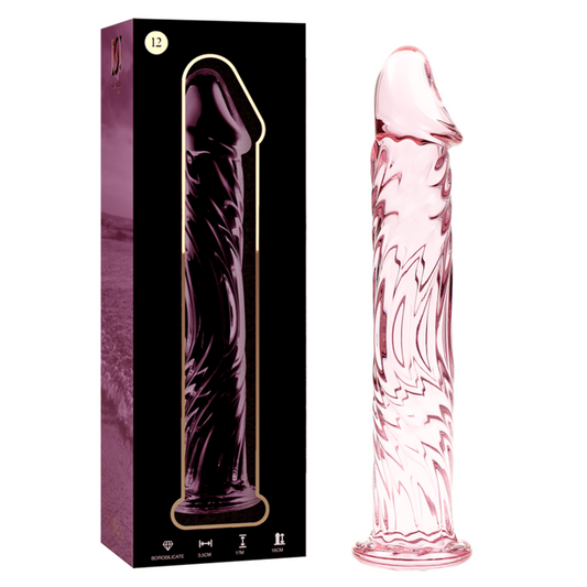 SERIE NEBULA DE IBIZA - MODELO DILDO 12 DE CRISTAL BOROSILICATO ROSA 17 CM -O- 3.5 CM
