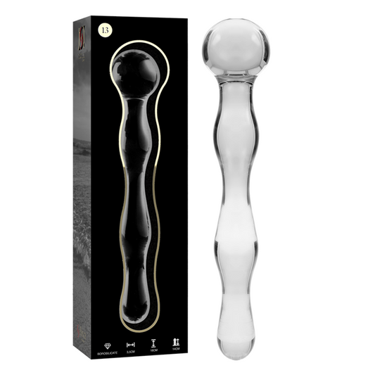 SERIE NEBULA DE IBIZA - MODELO 13 DILDO DE CRISTAL DE BOROSILICATO TRANSPARENTE 18 CM -O- 3.5 CM