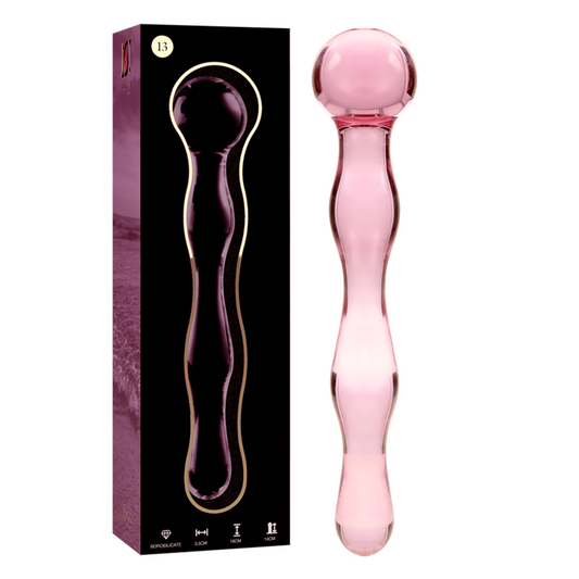SERIE NEBULA DE IBIZA - MODELO 13 DILDO CRISTAL DE BOROSILICATO ROSA 18 CM -O- 3.5 CM