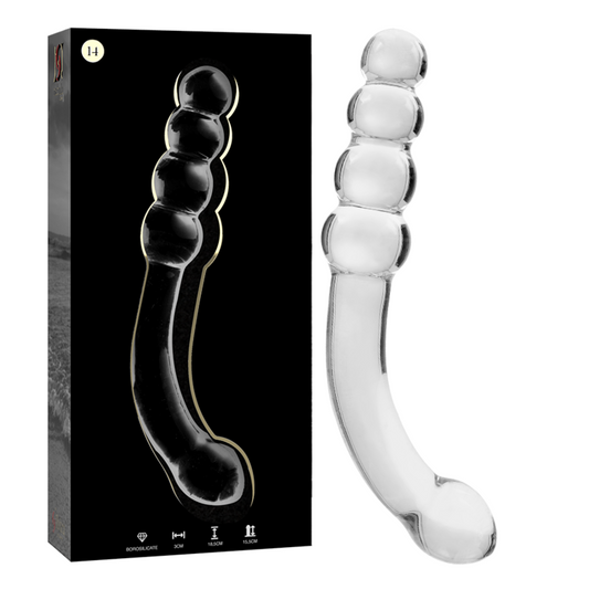 SERIE NEBULA DE IBIZA - MODELO 14 DILDO CRISTAL DE BOROSILICATO TRANSPARENTE 18,5 CM -O- 3 CM