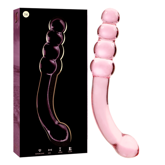 SERIE NEBULA DE IBIZA - MODELO 14 DILDO CRISTAL DE BOROSILICATO ROSA 18,5 CM -O- 3 CM