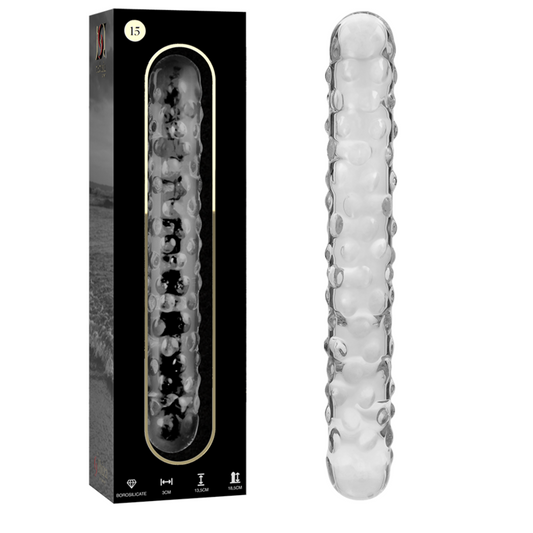 SERIE NEBULA DE IBIZA - MODELO 15 DILDO CRISTAL DE BOROSILICATO TRANSPARENTE 18.5 CM -O- 3 CM